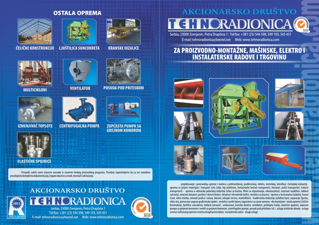 Tehnoradionica Proizvodni program katalog prednja i zadnja strana